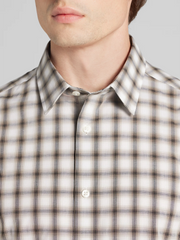 Ombre Plaid Woven Short Sleeve Button Up Shirt