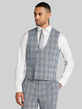 Modern Fit Double-Breasted Plaid Scoop Vest