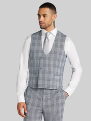 Modern Fit Double-Breasted Plaid Scoop Vest