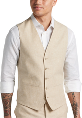 Slim Fit Linen Blend Suit Vest
