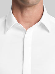 Slim Fit Covered Placket Formal Dress Shirt