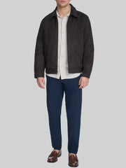 Faux Suede Laydown Collar Jacket
