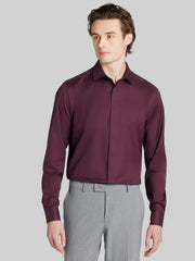Slim Fit Sharkskin Covered Placket Dress Shirt