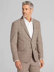 Slim Fit Premium Wool Windowpane Suit Jacket