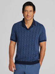 Modern Fit Jacquard Camp Collar Polo Sweater