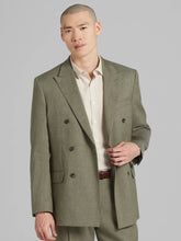 Modern Fit Double Breasted Linen Blend Suit Jacket