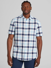 Classic Fit Plaid Woven Short Sleeve Button Up Shirt