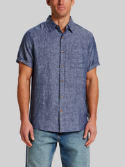 Regular Fit Solid Linen Woven Short Sleeve Shirt