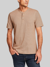 Regular Fit Suede Microstripe Short Sleeve Henley