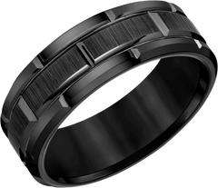 8mm Flat Edge Brick Pattern Tungsten Carbide Band