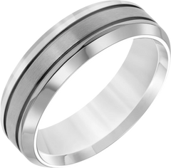 7mm Round Edge Brushed Finish Center Titanium Band