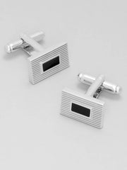 Enamel Rectangular Grooved Cufflinks