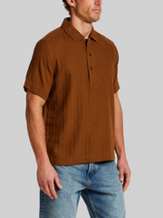 Regular Fit Herringbone Woven Short Sleeve Shirt