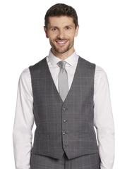 Slim Fit Wool Blend Windowpane Suit Vest