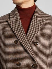 Double-Breasted Houndstooth Topcoat