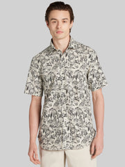 Modern Fit Cotton Blend Short Sleeve Button Up Shirt