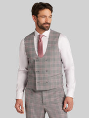 Modern Fit Double-Breasted Plaid Scoop Vest