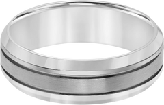 7mm Round Edge Brushed Finish Center Titanium Band