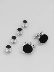 Round Spike Edged Cufflink and Stud Set