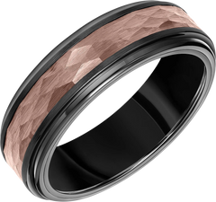 7mm Step Edge Hammered Tungsten Carbide Band