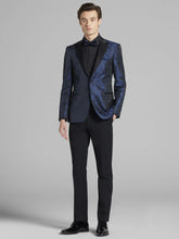 Blue Jacquard Dinner Jacket Tux