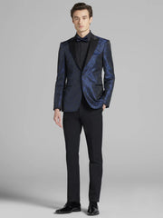 Blue Jacquard Dinner Jacket Tux