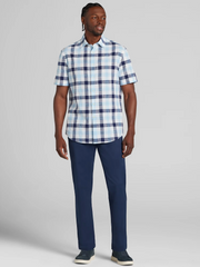 Classic Fit Plaid Woven Short Sleeve Button Up Shirt