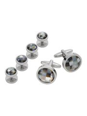 Checkered Mother-of-Pearl Cufflinks & Studs Set