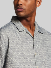 Regular Fit Jacquard Short Sleeve Button Up Shirt