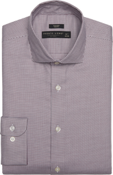 Slim Fit Micro Check Spread Collar Dress Shirt