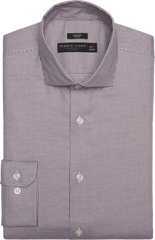 Slim Fit Micro Check Spread Collar Dress Shirt