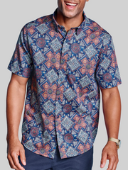 Regular Fit Logan Printed Short Sleeve Button Up Shirt