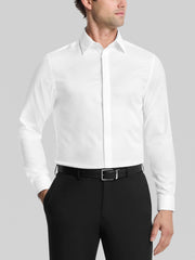 Slim Fit Covered Placket Formal Dress Shirt
