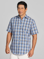 Modern Fit Plaid Short Sleeve Button Up Shirt