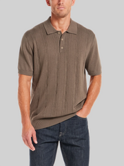 Pointelle Short Sleeve Polo Sweater