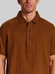 Regular Fit Herringbone Woven Short Sleeve Shirt