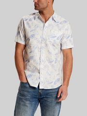 Regular Fit Seersucker Woven Short Sleeve Button Up Shirt