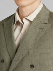 Modern Fit Double Breasted Linen Blend Suit Jacket