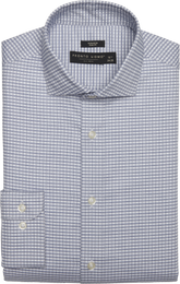 Slim Fit Grid Spread Collar Dress Shirt