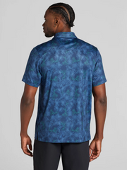 Regular Fit Linear Botanical Print Short Sleeve Golf Polo