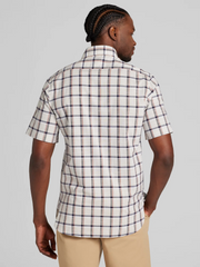 Modern Fit Woven Plaid Short Sleeve Button Up Shirt