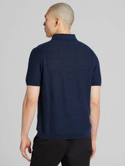 Linen Blend Camp Collar Polo Sweater