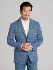 Modern Fit Windowpane Plaid Sport Coat