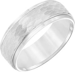 8mm Hammered Center Tungsten Carbide Band