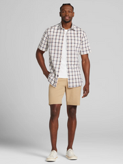 Modern Fit Woven Plaid Short Sleeve Button Up Shirt