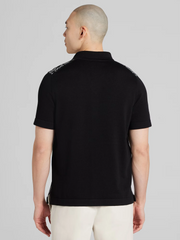 Patterned Short Sleeve Button Front Knit Sweater