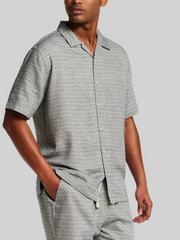 Regular Fit Jacquard Short Sleeve Button Up Shirt