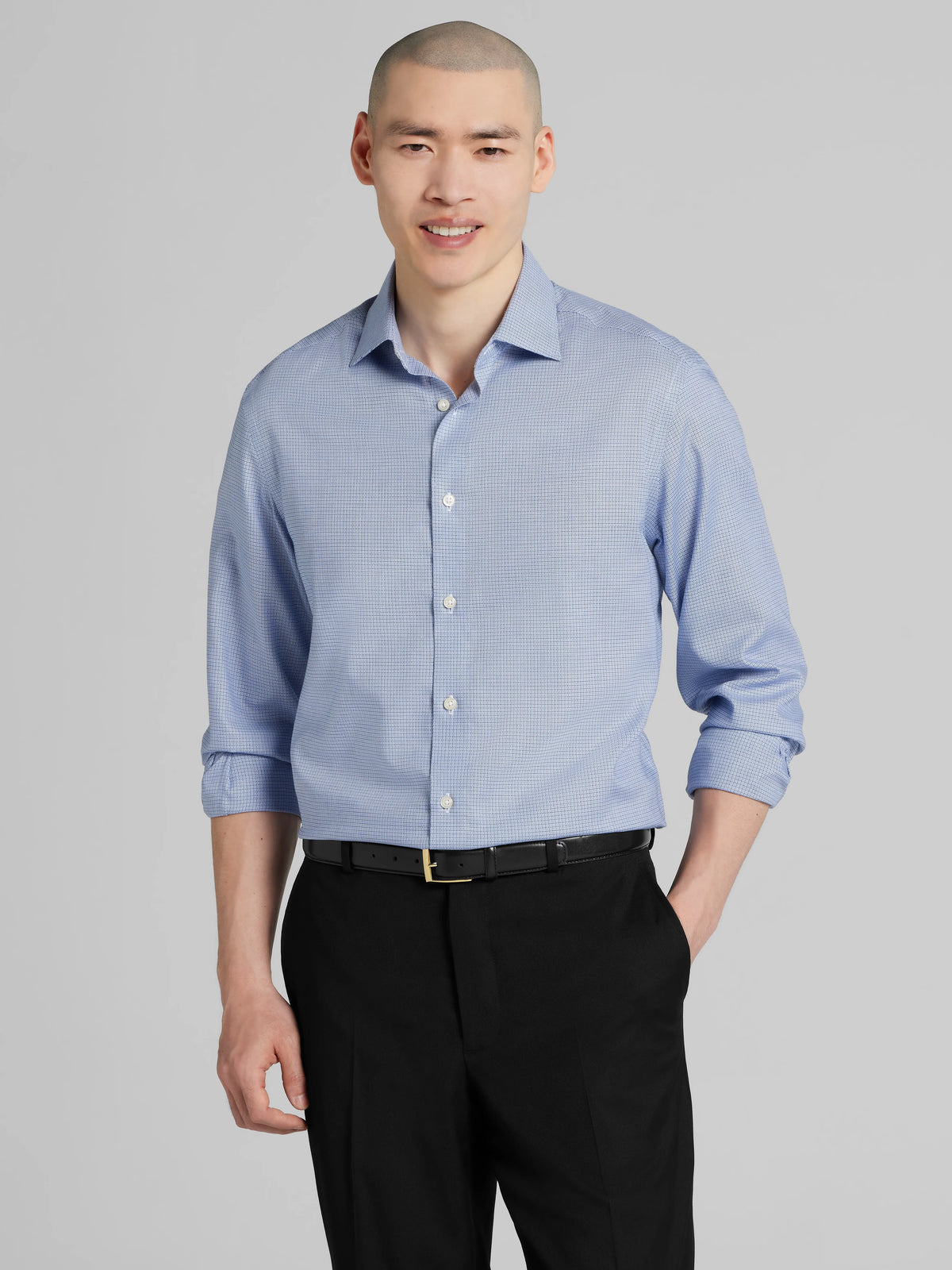 Classic Fit Solid Textured Dress Shirt