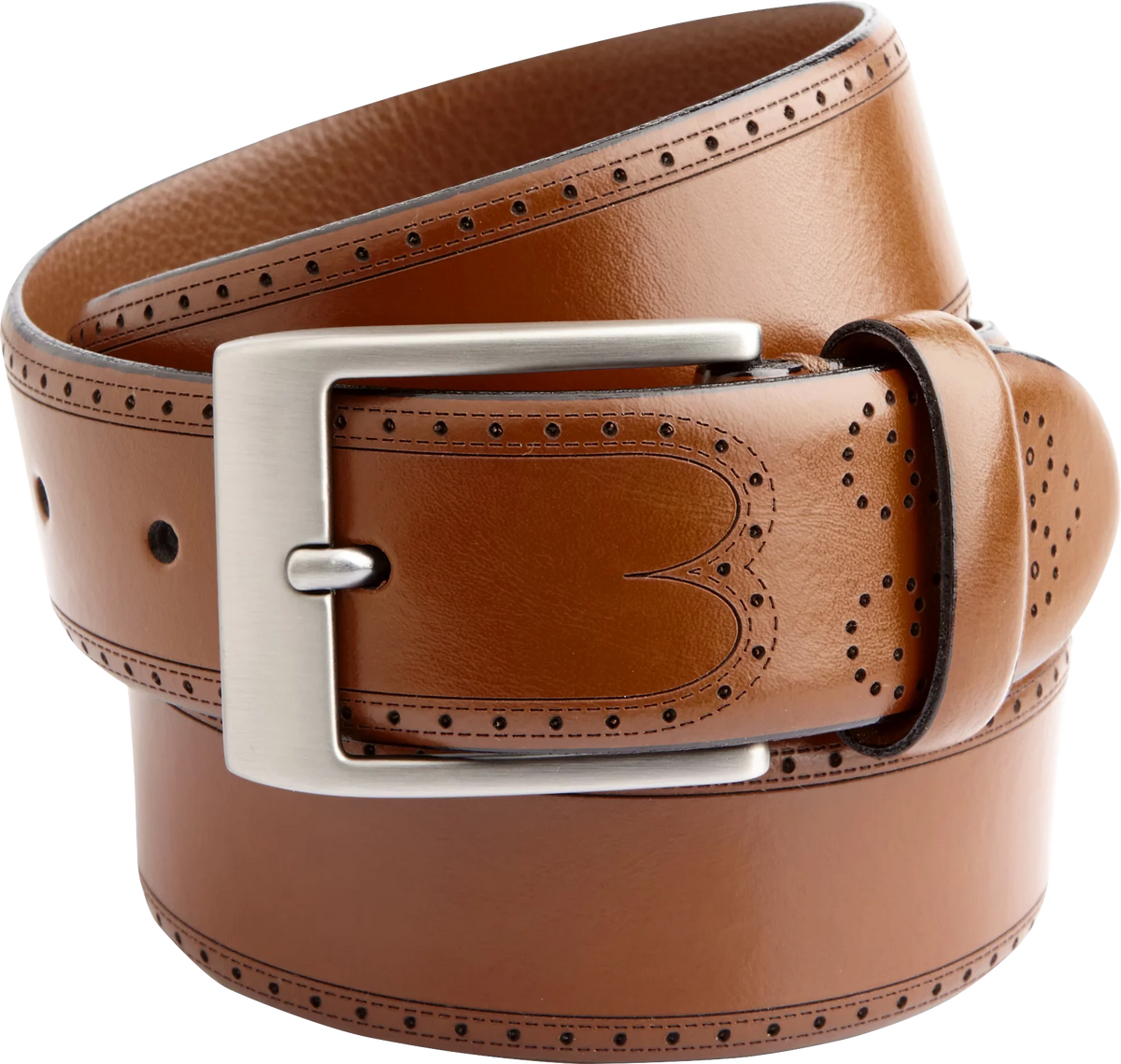 Feather Edged Laser Detail Leather Belt