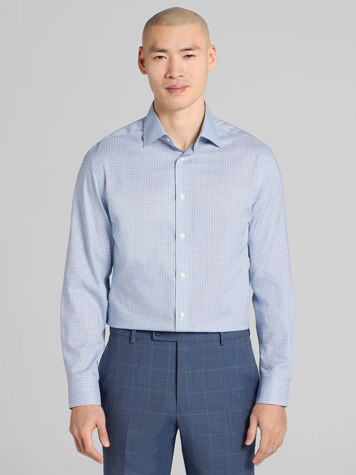 Joseph Abboud Modern Fit Mini Check Spread Collar Dress Shirt